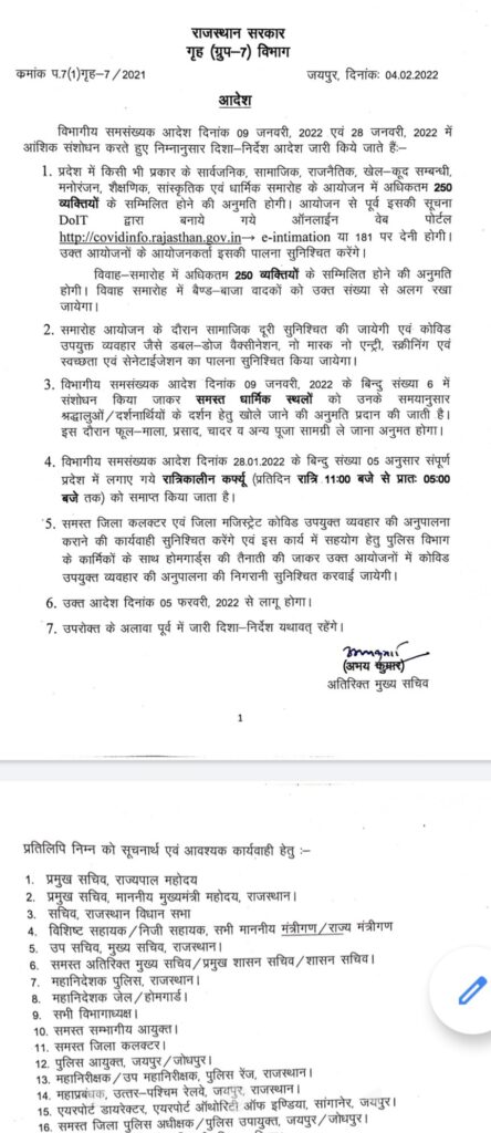 img 20220204 1739494546493761325567332 अब विवाह समारोह में 250 की अनुमति, नई गाइड लाइन Bikaner Local News Portal राजस्थान