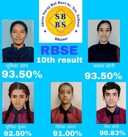 sbbs श्री सूरज बाल बाड़ी उच्च माध्यमिक विद्यालय के सितारों का सुयश Bikaner Local News Portal बीकानेर अपडेट