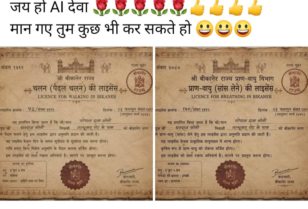 SAVE 20260510 172332 बीकानेर में पैदल चलने की परमिशन! AI का कमाल Rajasthan News Portal देश