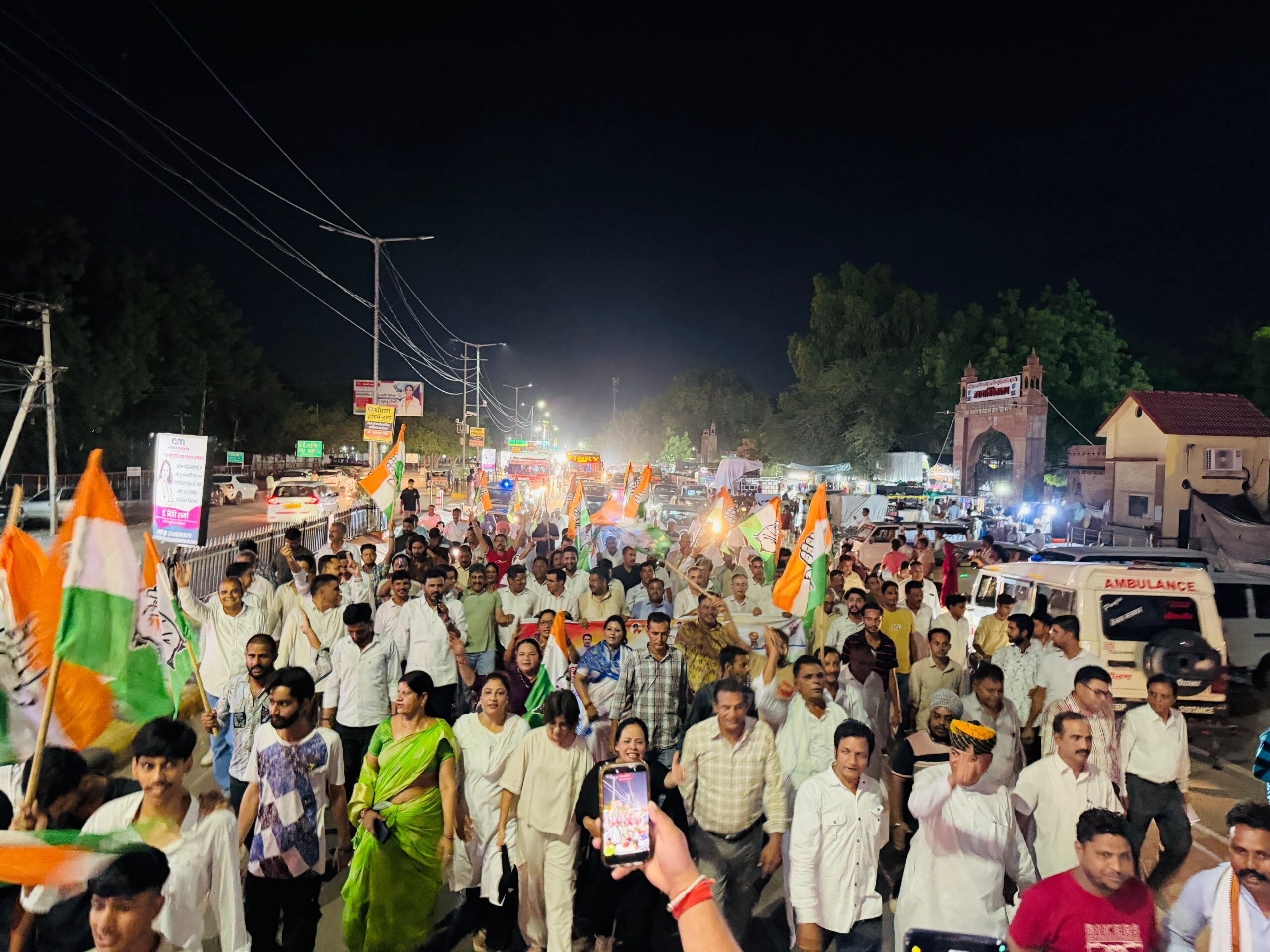 SAVE 20260725 230047 scaled देर शाम कांग्रेस का विजय मार्च, शिक्षा मंत्री धर्मेन्द्र प्रधान के इस्तीफे पर बीकानेर में विजय जुलूस Rajasthan News Portal राजस्थान